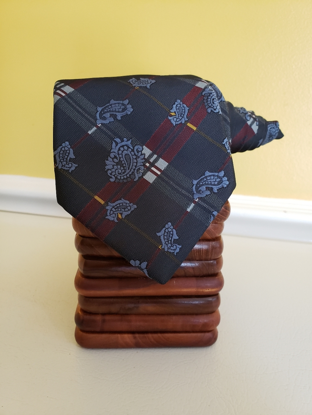NWOT! Vtg. SEARS ARC DE TRIOMPHE Men's Stripes/Paisley Neck Tie (56"x3.25") Navy